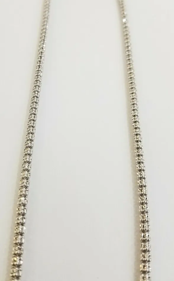 Necklaces Gold and Diamond 10k white Gold Tennis Chain 24 4mm Diamond Cut necklace Lobster Clasp Women