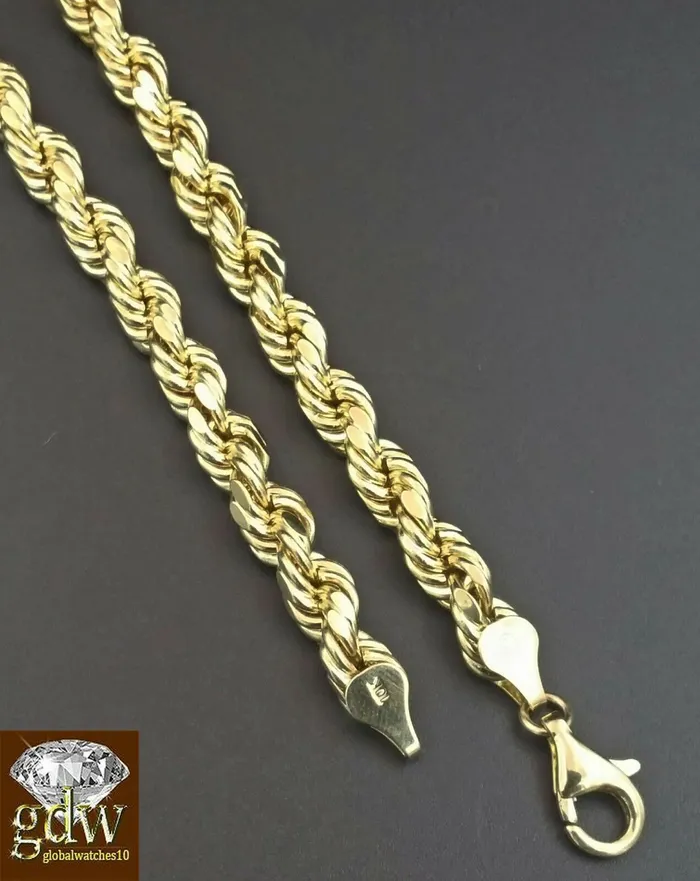 Necklaces Gold and Diamond Real 10K Yellow Gold 28 Inch Rope Chain with Jesus Cross Charm Pendant