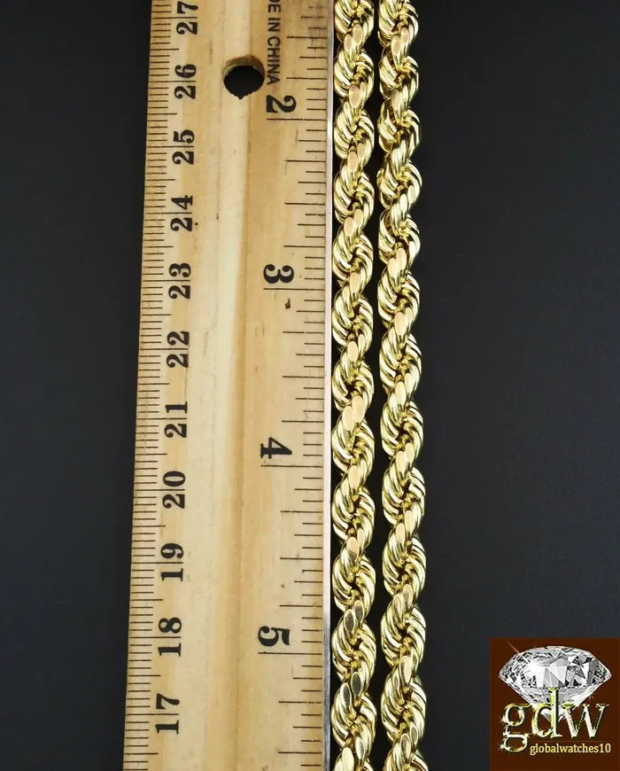 Necklaces Gold and Diamond Real 10K Yellow Gold 28 Inch Rope Chain with Jesus Cross Charm Pendant