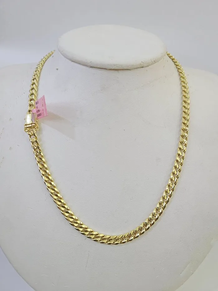 Necklaces Gold and Diamond Real 14K Gold Necklace Miami Cuban Link Chain 24 inch 6mm Box Clasp Mens Hollow Necklaces Gold and Diamond Real 14K Gold Necklace Miami Cuban Link Chain 24 inch 6mm Box Clasp Mens Hollow