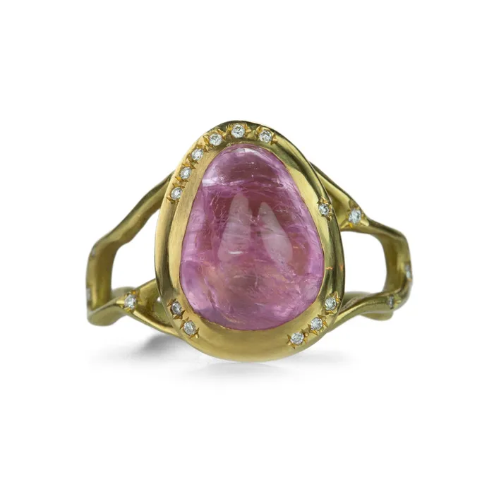 Pink Sapphire Branch Ring with Diamonds Annette Ferdinandsen Rings