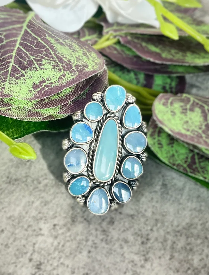 Rings SophiaRene Boutique Sterling Silver Australian Opal Custom Cluster Ring