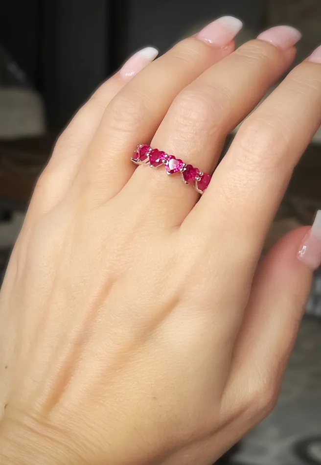 Rings Sophiareneboutiquecom Sterling Silver Pink Heart Eternity Band