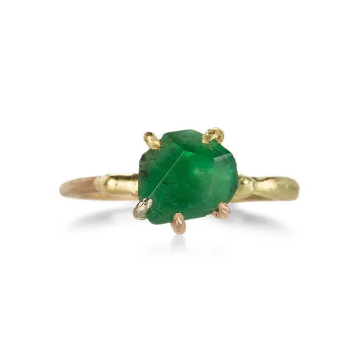 Small Brazilian Emerald Stone Ring Variance Rings