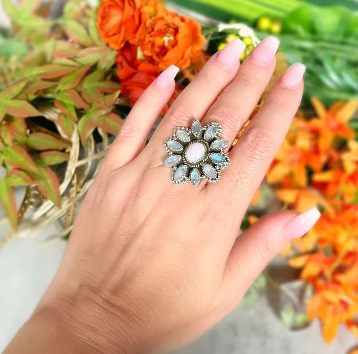 SophiaRene Boutique Rings Sterling Silver Pink OpalMoonstone Custom Ring