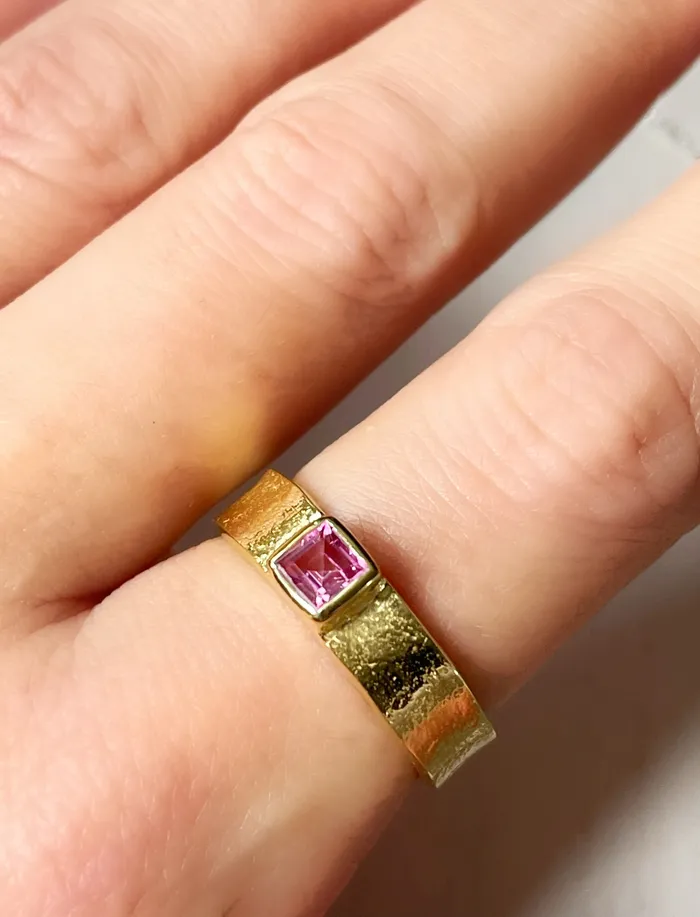 Sophiareneboutique Rings Sterling Silver 18k Gold Dipped Pink Stone Ring