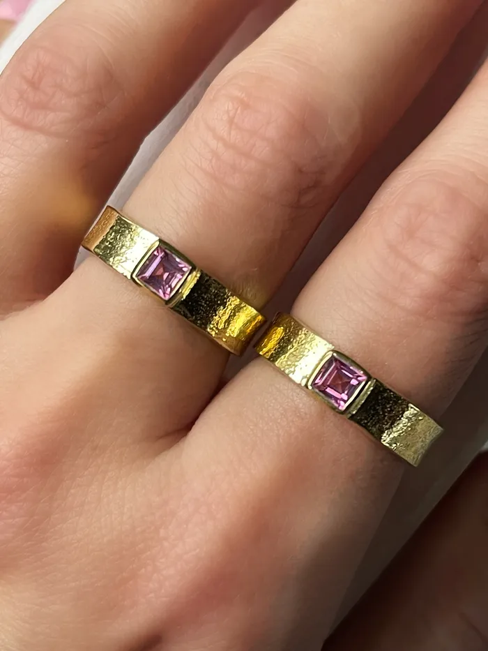 Sophiareneboutique Rings Sterling Silver 18k Gold Dipped Pink Stone Ring Sophiareneboutique Rings Sterling Silver 18k Gold Dipped Pink Stone Ring