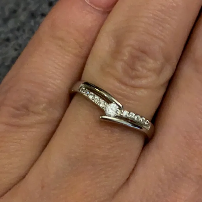 Sophiareneboutique Sterling Silver Rhodium CZ Dainty Band Rings