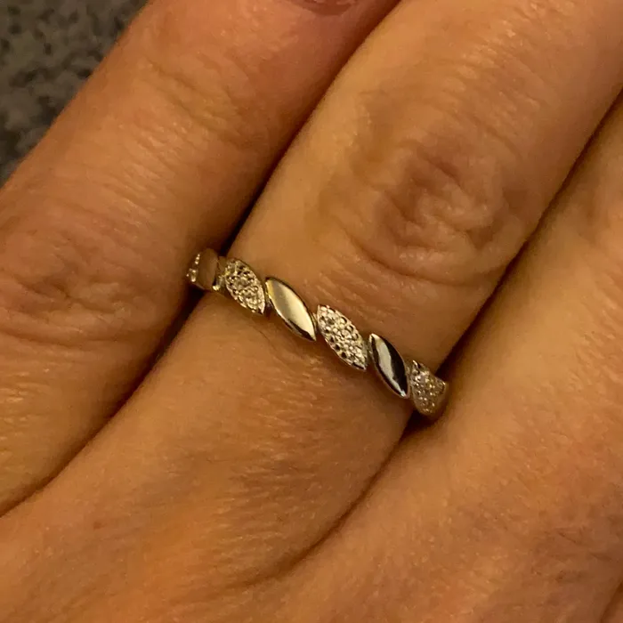 Sophiareneboutique Sterling Silver Rhodium CZ Dainty Band Rings