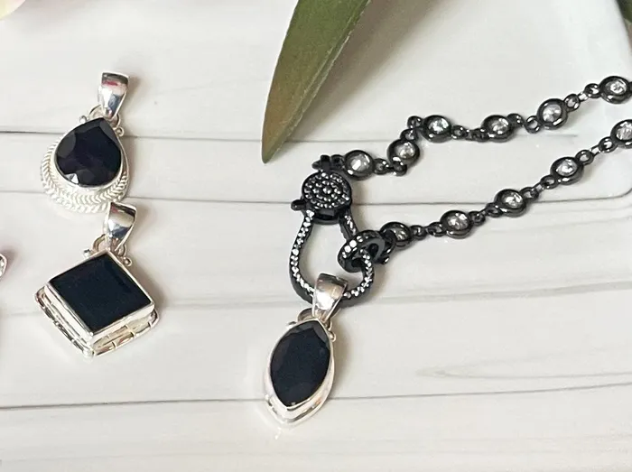 Sterling Silver Black Onyx Dainty Pendants Sophiareneboutiquecom Rings