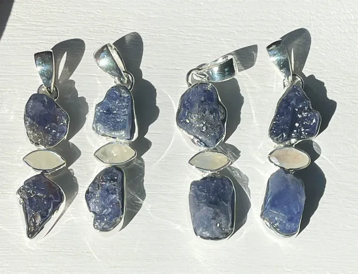 Sterling Silver Raw Tanzanite Moonstone Pendants Sophiareneboutique Rings