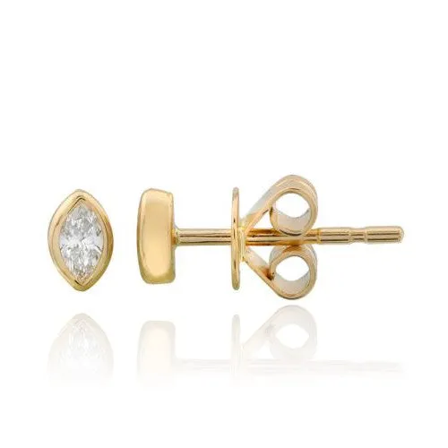 Alev Collection Earrings Petite Marquise Bezel Diamond Stud