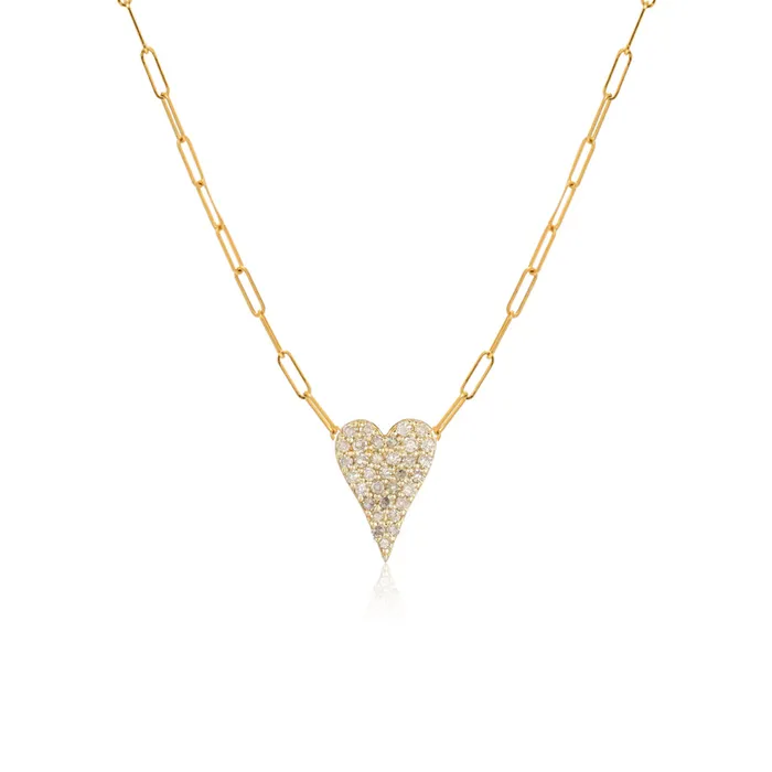Alev Collection Necklaces Pave Heart Paperclip Necklace