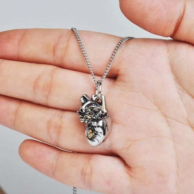 Anatomical Heart Pendant Necklace Womens Fashion High Polished Stainless Steel Antique Silver Necklace Jewelry For Wedding Party Occasions sparklingselections Necklaces Anatomical Heart Pendant Necklace Womens Fashion High Polished Stainless Steel Antique Silver Necklace Jewelry For Wedding Party Occasions sparklingselections Necklaces