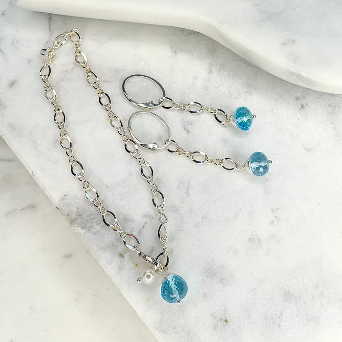Bracelets Elisa Ilana SS Chain Bracelet w Faceted Gemstone
