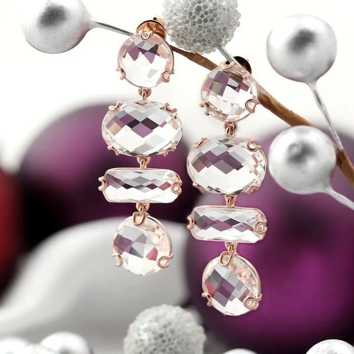 Earrings Meira T Rose Gold White Topaz Earrings341858