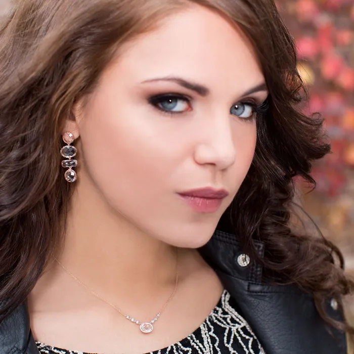 Earrings Meira T Rose Gold White Topaz Earrings341858
