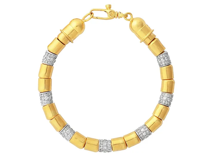 GG GOLD NEW Bracelets GURHAN Vertigo Gold Diamond Beaded SingleStrand Bracelet 65mm Smooth Beads 7 Pave Stations GG GOLD NEW Bracelets GURHAN Vertigo Gold Diamond Beaded SingleStrand Bracelet 65mm Smooth Beads 7 Pave Stations