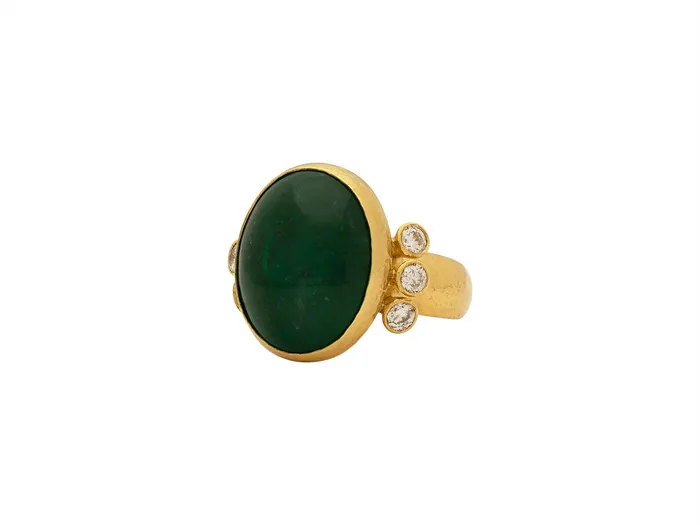GG GOLD OOAK Rings GURHAN Rune Gold Emerald Cocktail Ring 19x15mm Oval