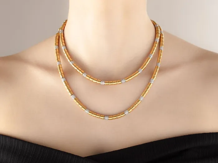 GURHAN Vertigo Gold Diamond SingleStrand Beaded Long Necklace 55mm Smooth Beads White Gold Pave Stations GG GOLD CLS Necklaces GURHAN Vertigo Gold Diamond SingleStrand Beaded Long Necklace 55mm Smooth Beads White Gold Pave Stations GG GOLD CLS Necklaces