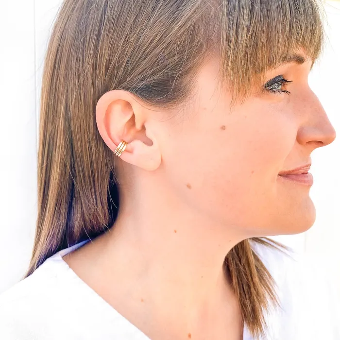 Hoops By Hand Earrings Set or Single Ear Cuff 14K Gold Filled Hoops By Hand Earrings Set or Single Ear Cuff 14K Gold Filled