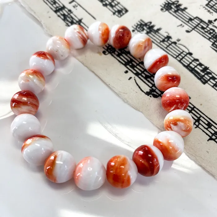 Red Spiny Oyster Stretch Bracelet Elisa Ilana Bracelets