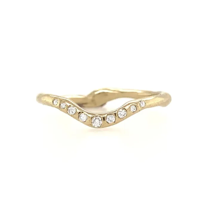 Rings Flush Set Diamond Halo Band Ring In 14k Gold Emily Amey Jewelry