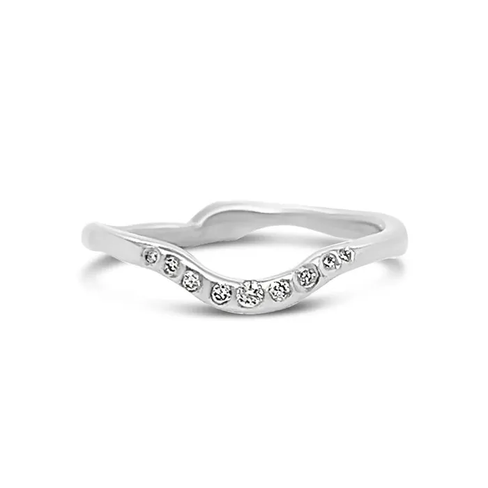 Rings Flush Set Diamond Halo Band Ring In 14k Gold Emily Amey Jewelry