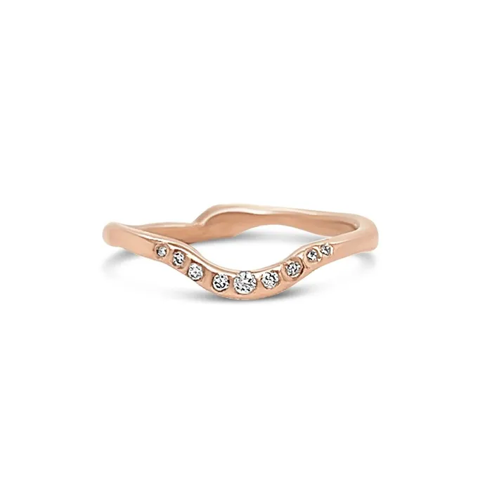 Rings Flush Set Diamond Halo Band Ring In 14k Gold Emily Amey Jewelry