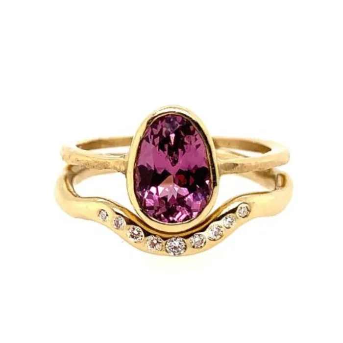 Rings Flush Set Diamond Halo Band Ring In 14k Gold Emily Amey Jewelry