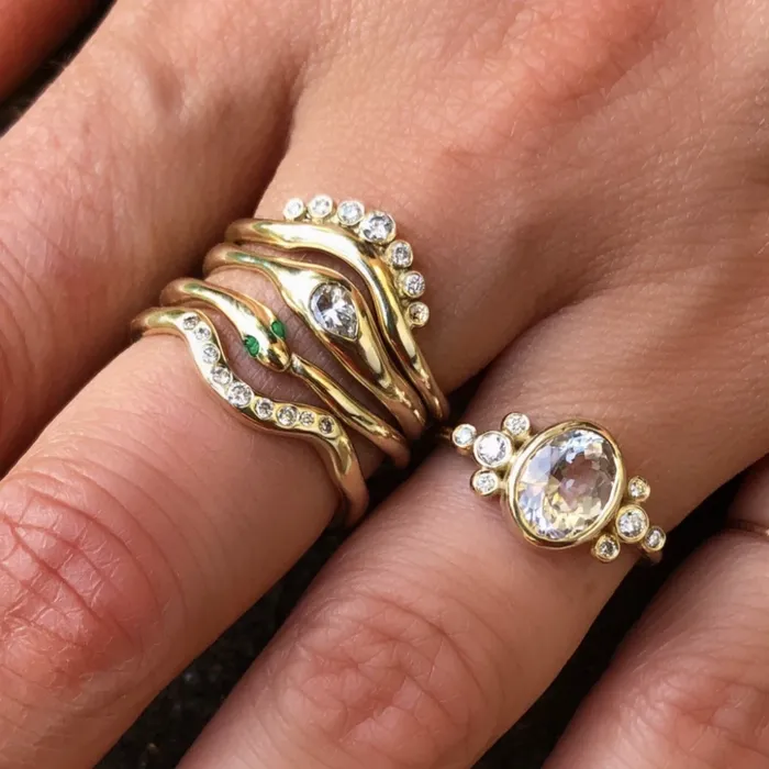 Rings Flush Set Diamond Halo Band Ring In 14k Gold Emily Amey Jewelry