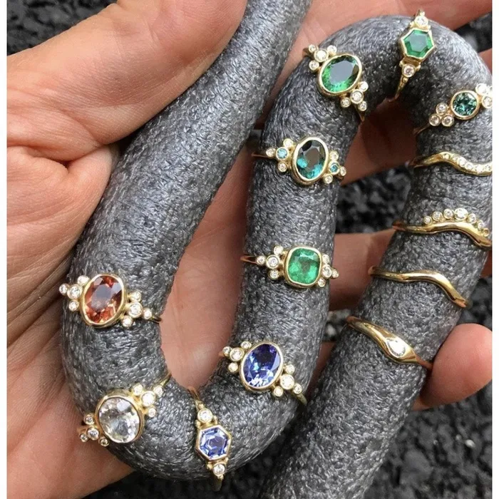 Rings Flush Set Diamond Halo Band Ring In 14k Gold Emily Amey Jewelry