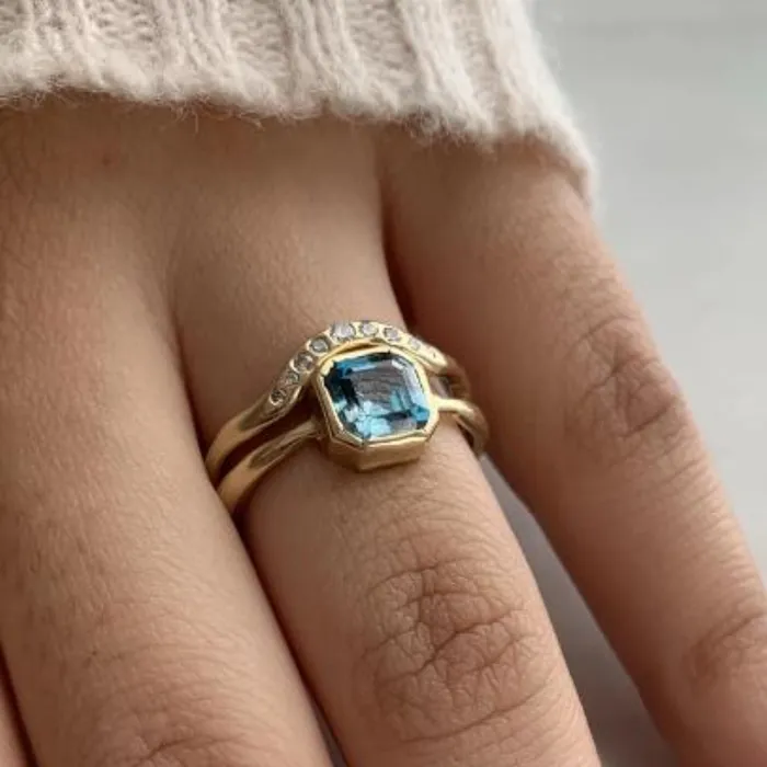 Rings Flush Set Diamond Halo Band Ring In 14k Gold Emily Amey Jewelry