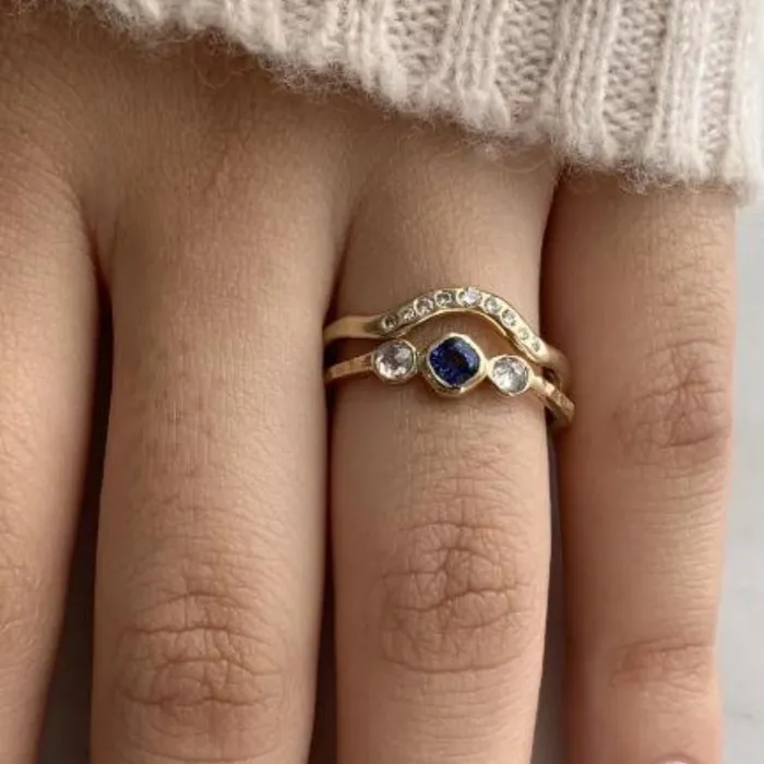 Rings Flush Set Diamond Halo Band Ring In 14k Gold Emily Amey Jewelry