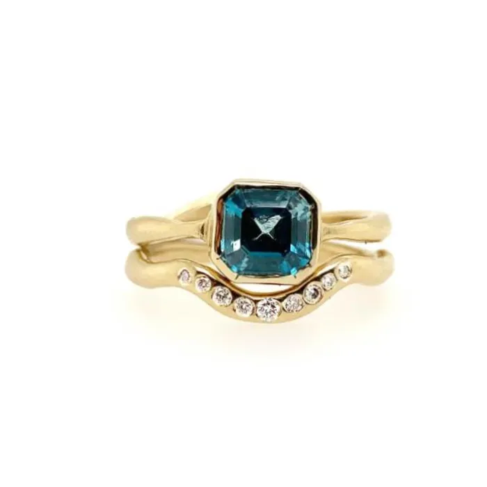 Rings Flush Set Diamond Halo Band Ring In 14k Gold Emily Amey Jewelry