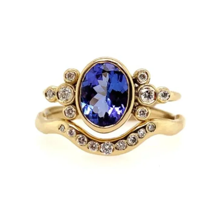 Rings Flush Set Diamond Halo Band Ring In 14k Gold Emily Amey Jewelry