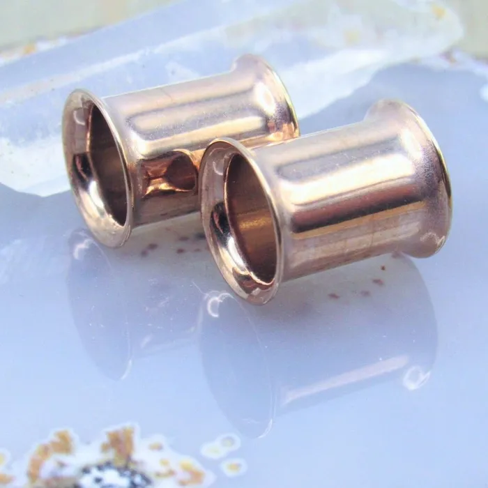 Siren Body Jewelry Earrings Rose gold double flare tunnel earring set gauged earlobe jewelry pair