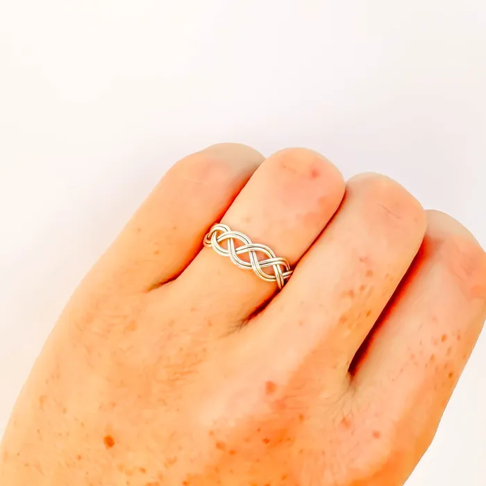 SIZE 525 Braided Ring Sterling Silver Hoops By Hand Rings