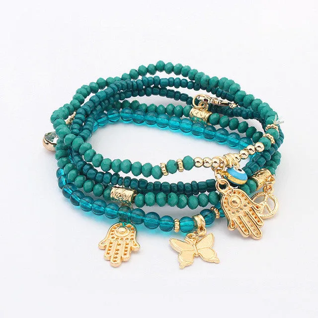 sparklingselections Bracelets Butterfly Fatima Palm Eye Peace Sign Beads Stylish Bracelet sparklingselections Bracelets Butterfly Fatima Palm Eye Peace Sign Beads Stylish Bracelet