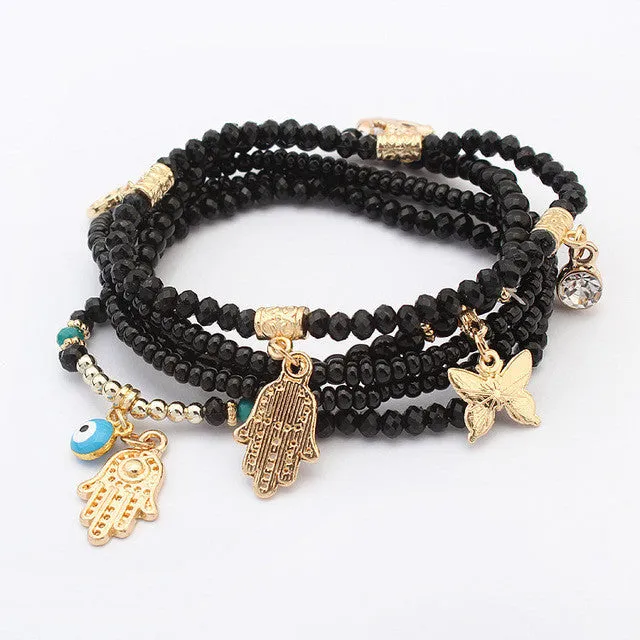 sparklingselections Bracelets Butterfly Fatima Palm Eye Peace Sign Beads Stylish Bracelet sparklingselections Bracelets Butterfly Fatima Palm Eye Peace Sign Beads Stylish Bracelet