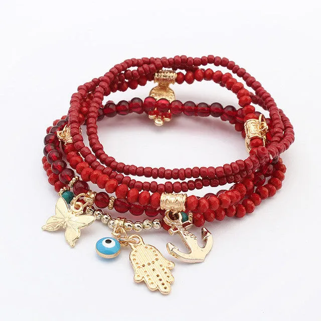 sparklingselections Bracelets Butterfly Fatima Palm Eye Peace Sign Beads Stylish Bracelet sparklingselections Bracelets Butterfly Fatima Palm Eye Peace Sign Beads Stylish Bracelet