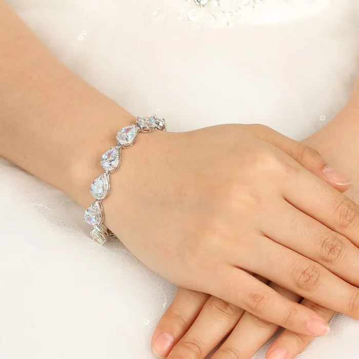 sparklingselections Bracelets Teardrop Bridal Tennis Bracelet For Women