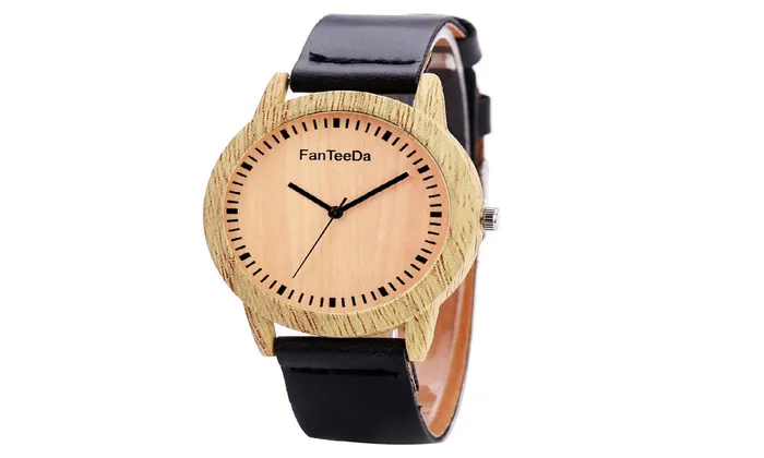 sparklingselections Watches Women Simple Wooden Texture Round Wrist Watch